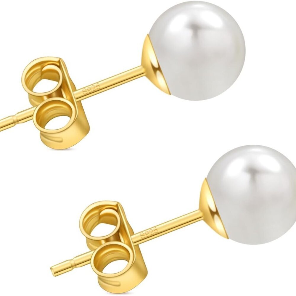 Freshwater Pearl Stud Earrings Silver 6mm Hypoallergenic Gift Ready